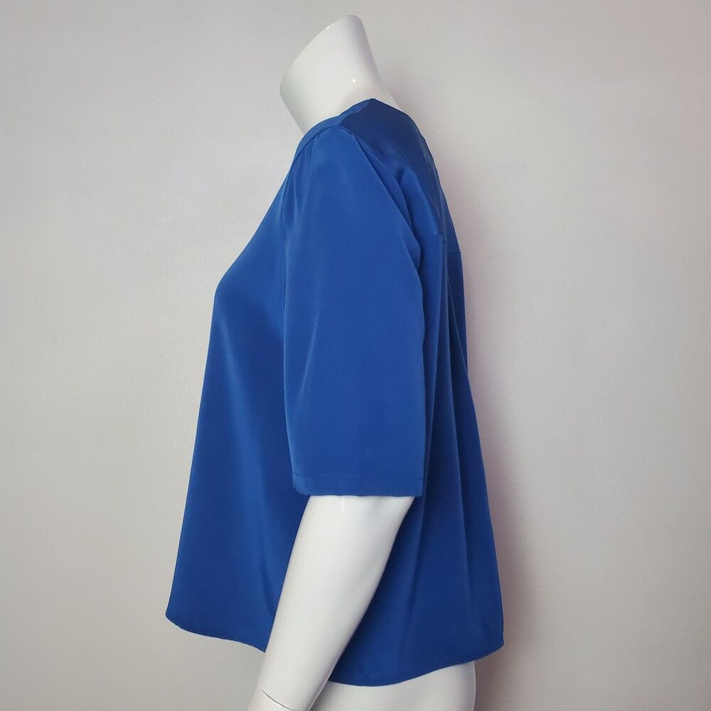 Vintage Diane Von Furstenberg Blue Silk Button-Up Blouse - Picture 3 of 8